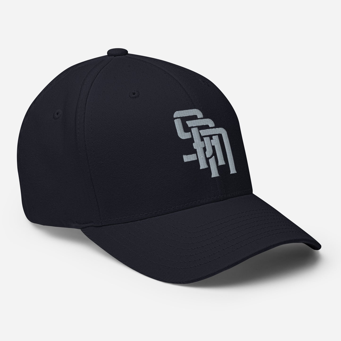 "SAN" Structured Twill Cap | Flexfit 6277 | E Luna Brand SELECT Tricrest 3 Grey Thread Logos: Front, Left & Back [3D Puff Edition]