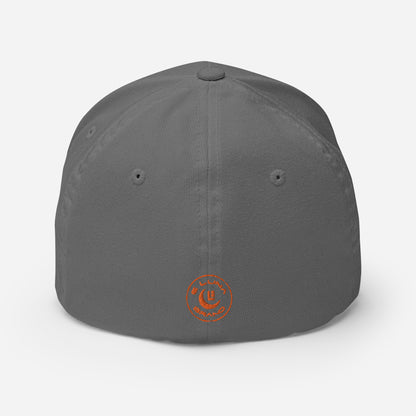 "DGO" Structured Twill Cap | Flexfit 6277 | E Luna SELECT Tricrest 3 Orange Thread Front, Left Side & Back Logos