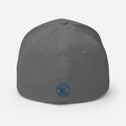 "DGO" Structured Twill Cap | Flexfit 6277 | E Luna SELECT Tricrest 3 Royal Thread Front, Left Side & Back Logos