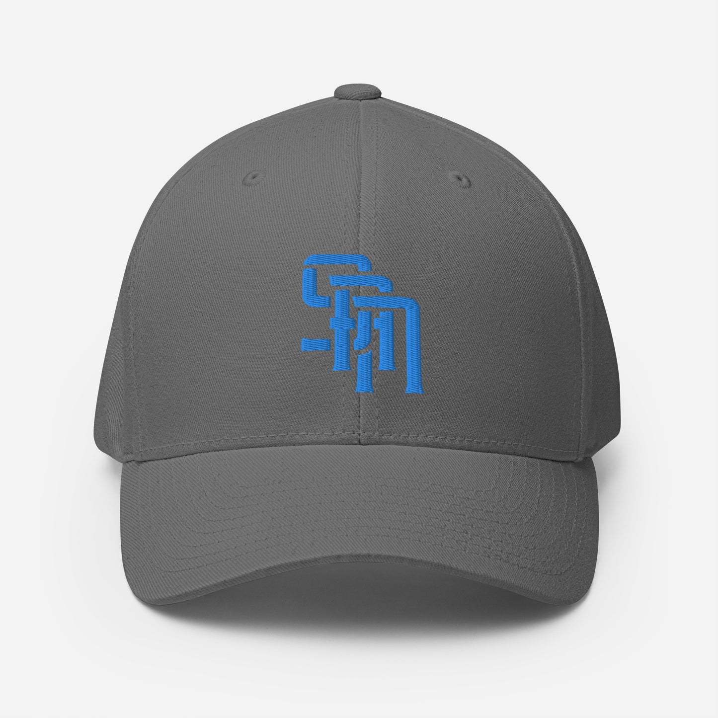 "SAN" Structured Twill Cap | Flexfit 6277 | E Luna Brand ESSENTIAL Duocrest 2 Aqua/Teal Thread Logos: Front & Left