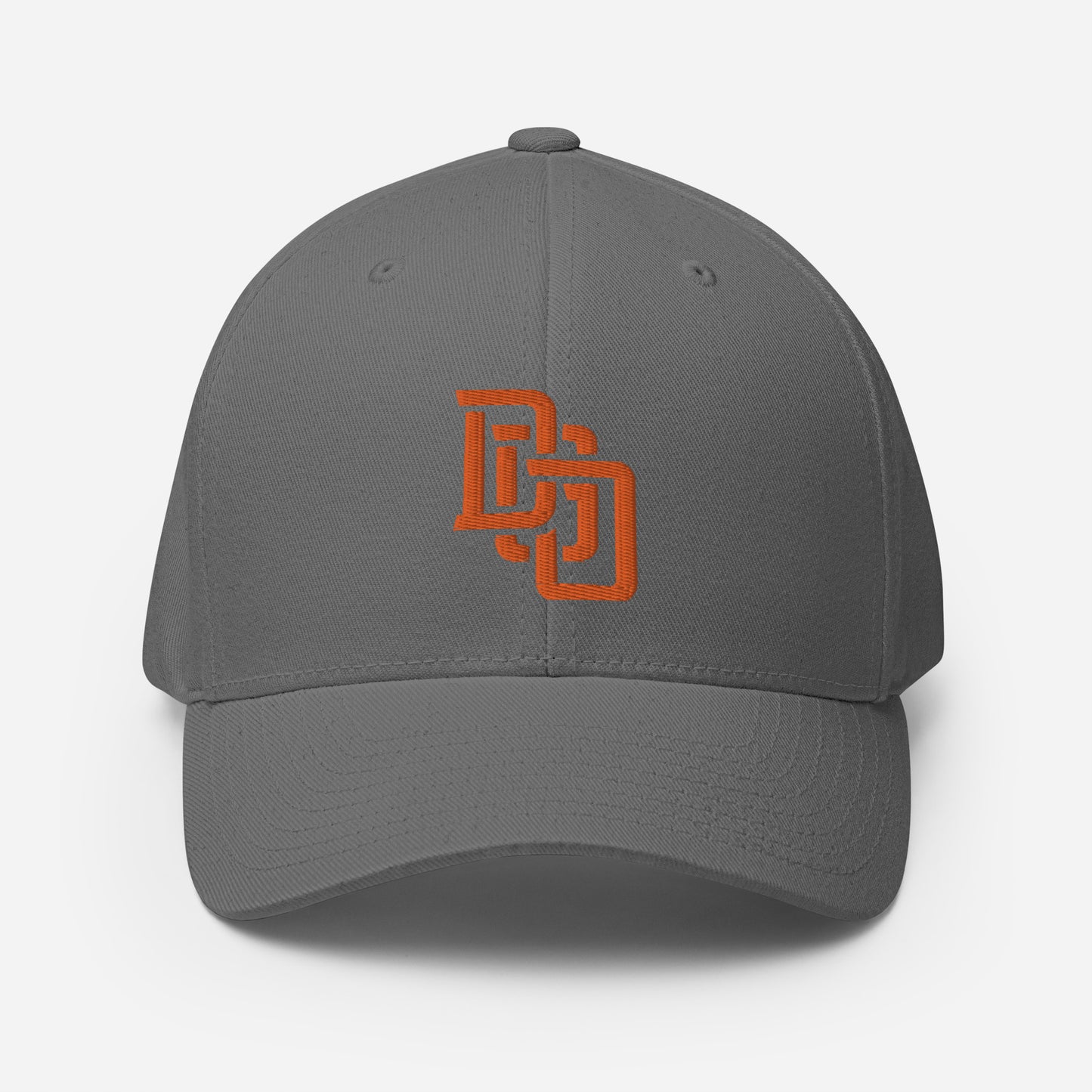 "DGO" Structured Twill Cap | Flexfit 6277 | E Luna ESSENTIAL Duocrest 2 Orange Thread Front & Left Side Logos