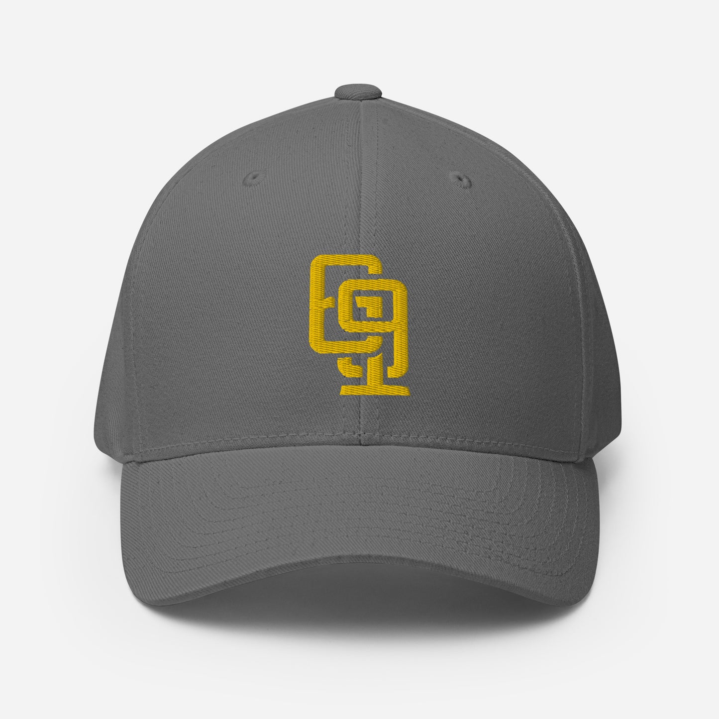 "619" Structured Twill Cap | Flexfit 6277 | E Luna SELECT Tricrest 3 Gold Thread Front, Left Side & Back Logos