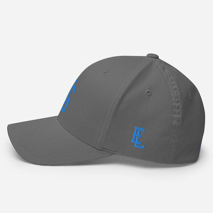 "LOS" Structured Twill Cap | Flexfit 6277 | E Luna SELECT Tricrest 3 Aqua/Teal Thread Front, Left Side & Back Logos