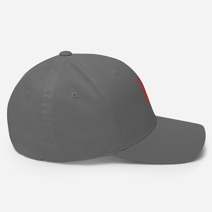 "DGO" Structured Twill Cap | Flexfit 6277 | E Luna SELECT Tricrest 3 Red Thread Front, Left Side & Back Logos