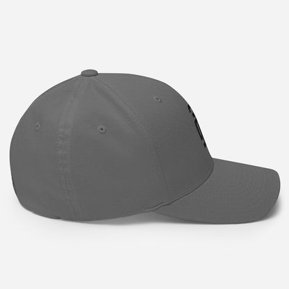 "213" Structured Twill Cap | Flexfit 6277 | E Luna SELECT Tricrest 3 Black Thread Front, Left Side & Back Logos