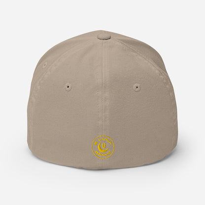 "ANG" Structured Twill Cap | Flexfit 6277 | E Luna SELECT Tricrest 3 Gold Thread Front, Left Side & Back Logos