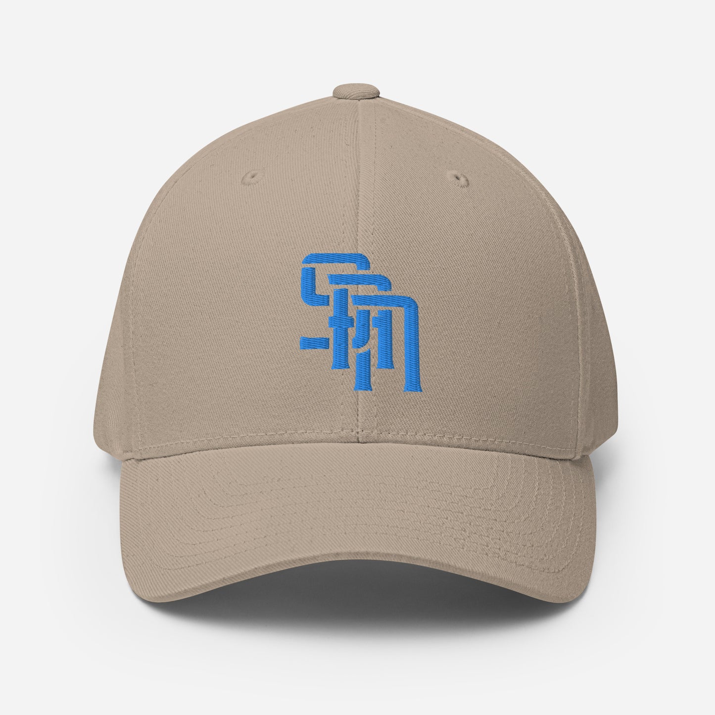 "SAN" Structured Twill Cap | Flexfit 6277 | E Luna Brand ESSENTIAL Duocrest 2 Aqua/Teal Thread Logos: Front & Left