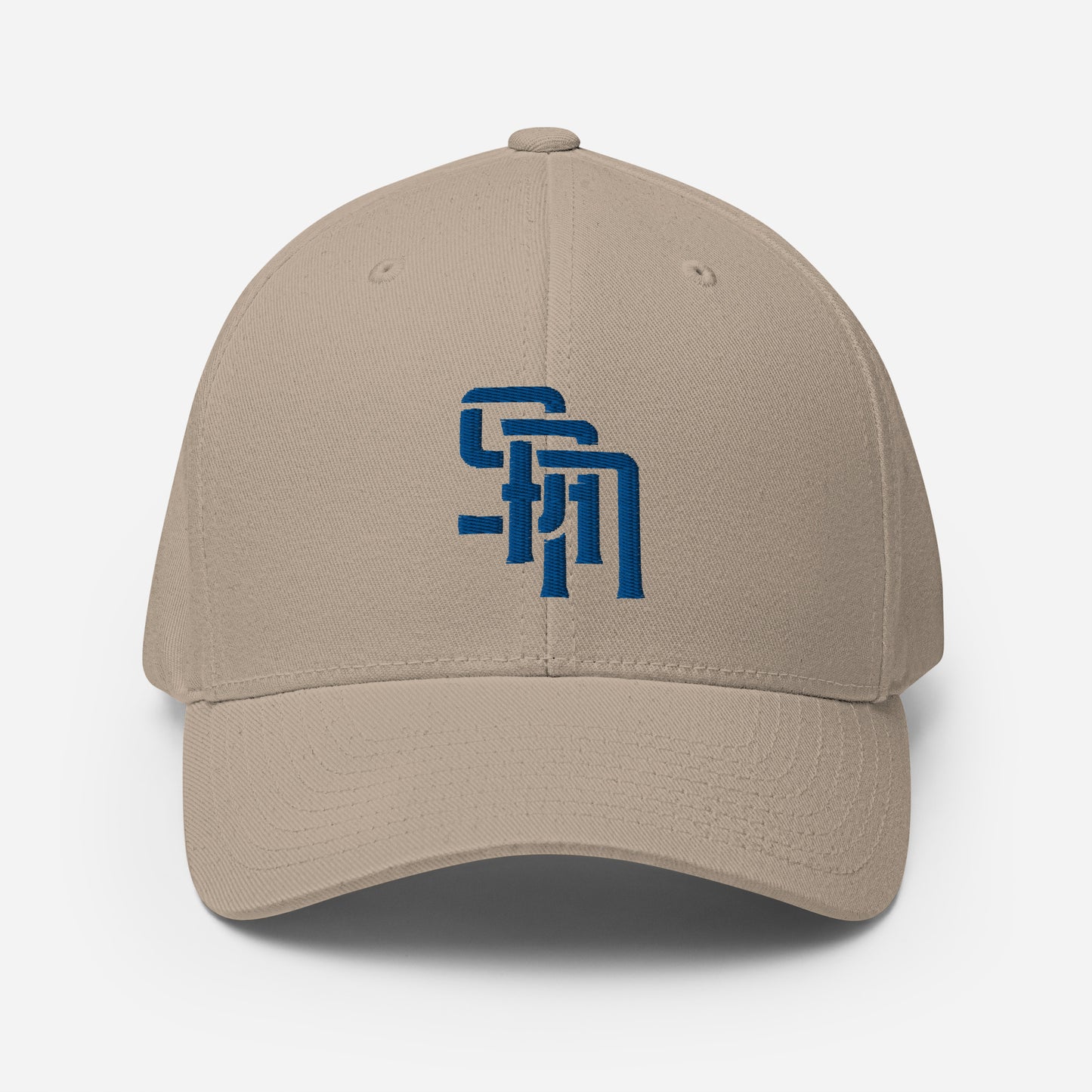"SAN" Structured Twill Cap | Flexfit 6277 | E Luna Brand ESSENTIAL Duocrest 2 Royal Thread Logos: Front & Left