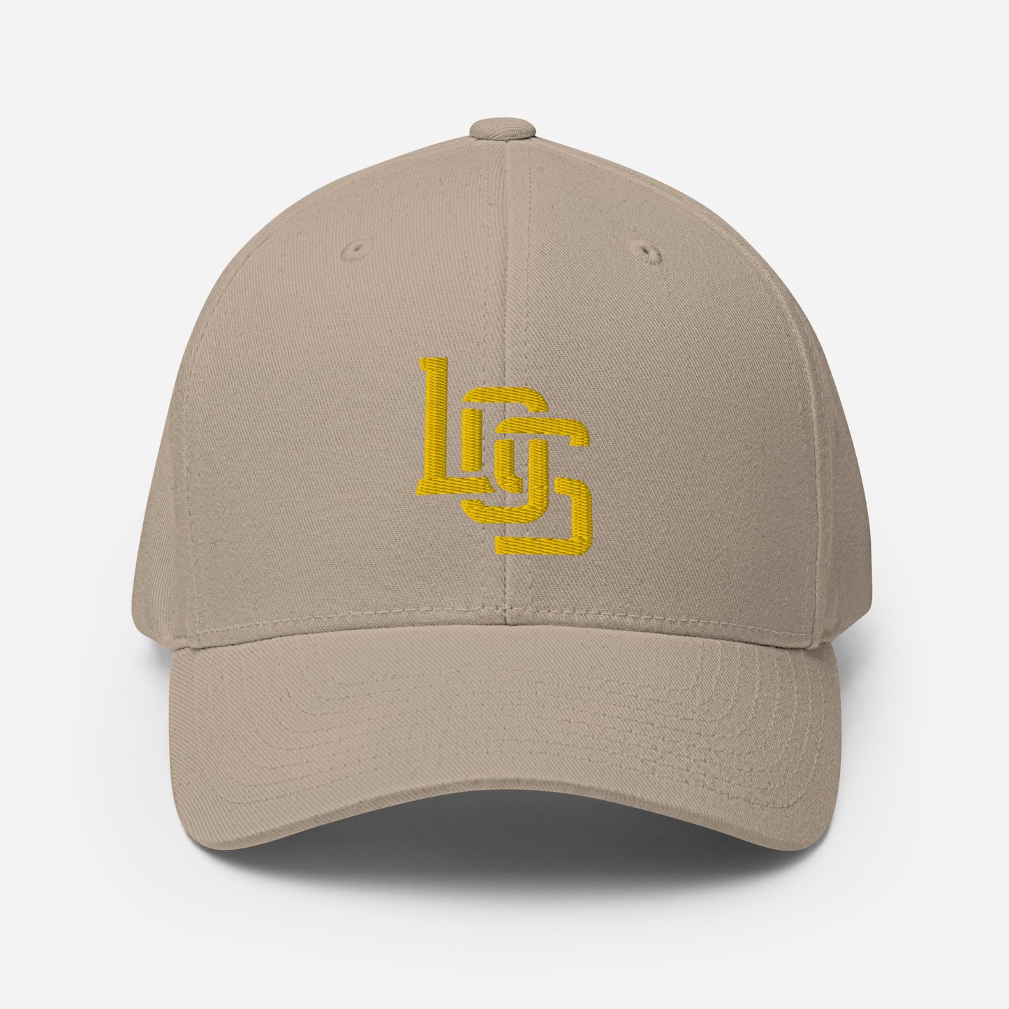 "LOS" Structured Twill Cap | Flexfit 6277 | E Luna ESSENTIAL Duocrest 2 Gold Thread Front & Left Side Logos