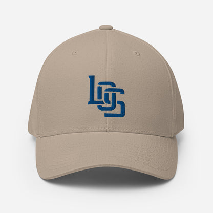 "LOS" Structured Twill Cap | Flexfit 6277 | E Luna SELECT Tricrest 3 Royal Thread Front, Left Side & Back Logos