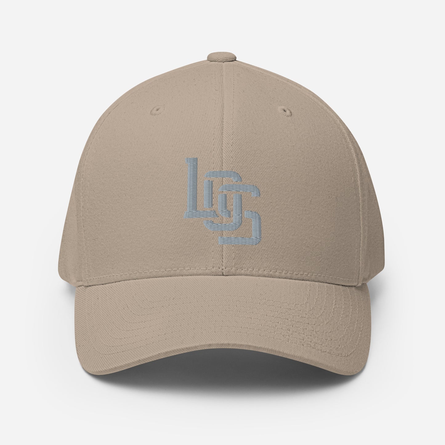 "LOS" Structured Twill Cap | Flexfit 6277 | E Luna SELECT Tricrest 3 Grey Thread Front, Left Side & Back Logos