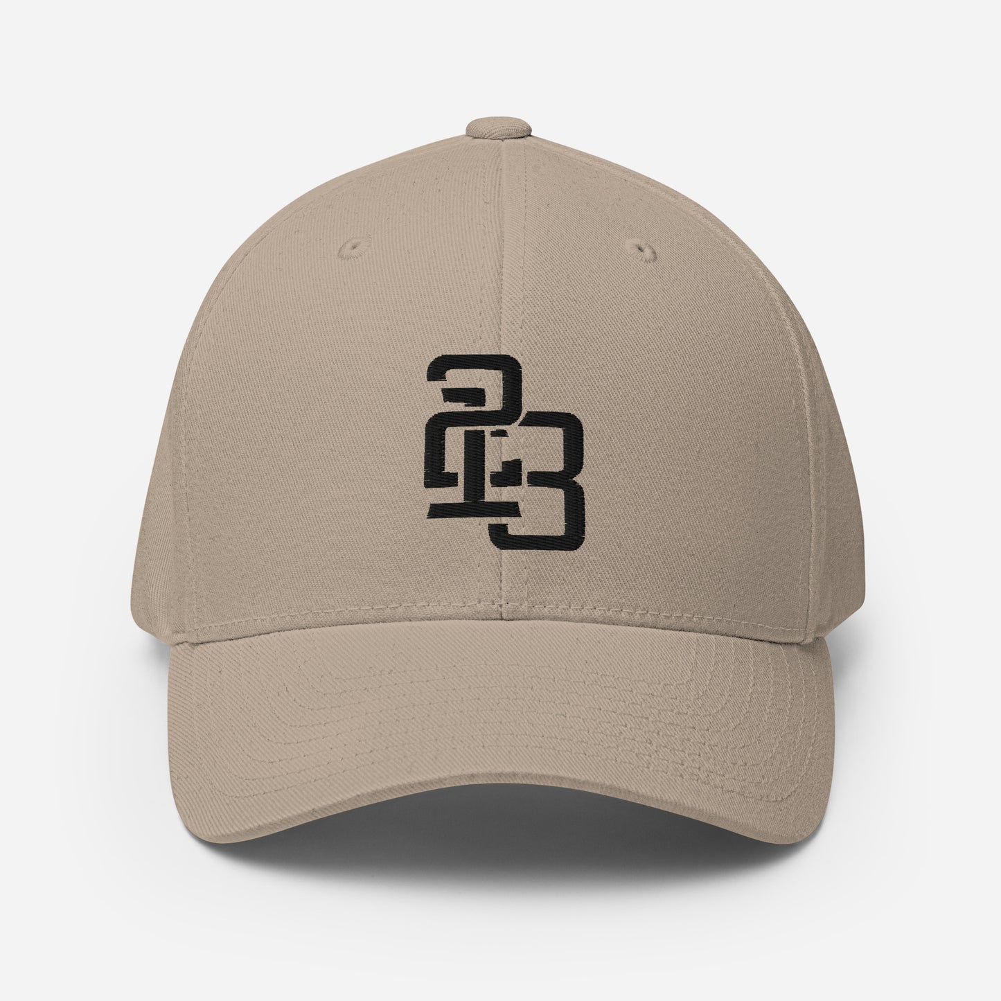 "213" Structured Twill Cap | Flexfit 6277 | E Luna SELECT Tricrest 3 Black Thread Front, Left Side & Back Logos