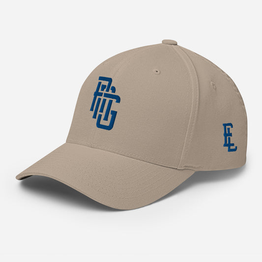 "ANG" Structured Twill Cap | Flexfit 6277 | E Luna ESSENTIAL Duocrest 2 Royal Thread Front & Left Side Logos