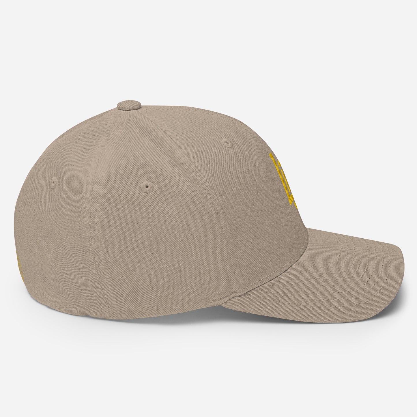 "LOS" Structured Twill Cap | Flexfit 6277 | E Luna SELECT Tricrest 3 Gold Thread Front, Left Side & Back Logos