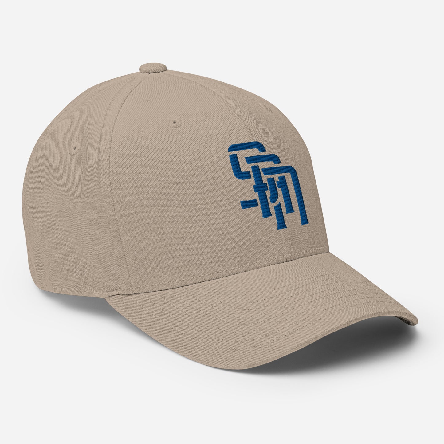 "SAN" Structured Twill Cap | Flexfit 6277 | E Luna Brand ESSENTIAL Duocrest 2 Royal Thread Logos: Front & Left