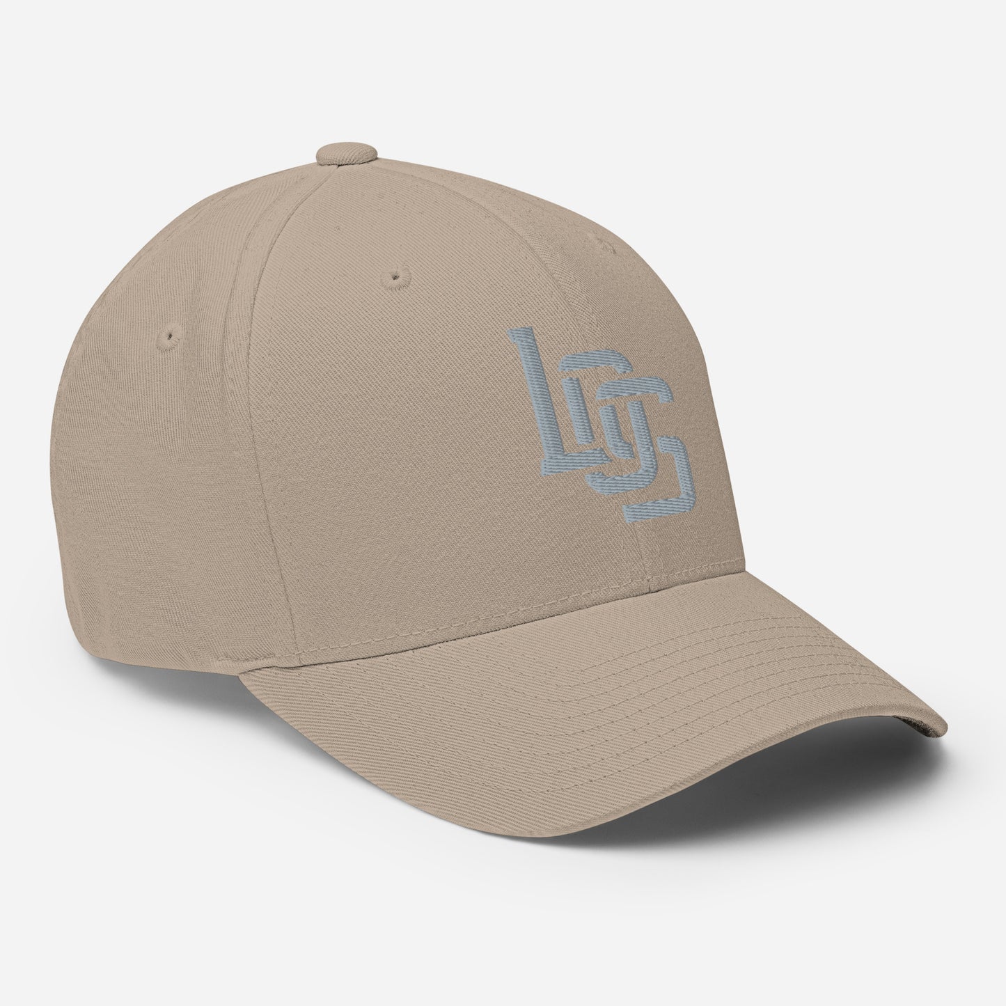 "LOS" Structured Twill Cap | Flexfit 6277 | E Luna SELECT Tricrest 3 Grey Thread Front, Left Side & Back Logos