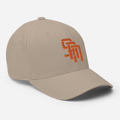 "SAN" Structured Twill Cap | Flexfit 6277 | E Luna Brand SELECT Tricrest 3 Orange Thread Logos: Front, Left & Back [3D Puff Edition]