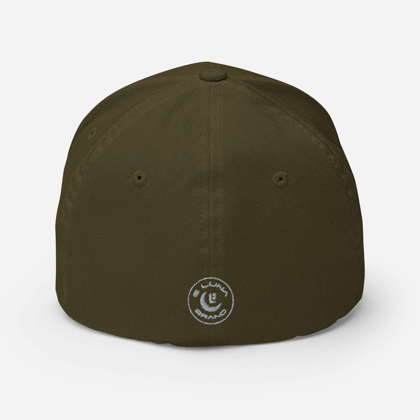 "213" Structured Twill Cap | Flexfit 6277 | E Luna SELECT Tricrest 3 Grey Thread Front, Left Side & Back Logos