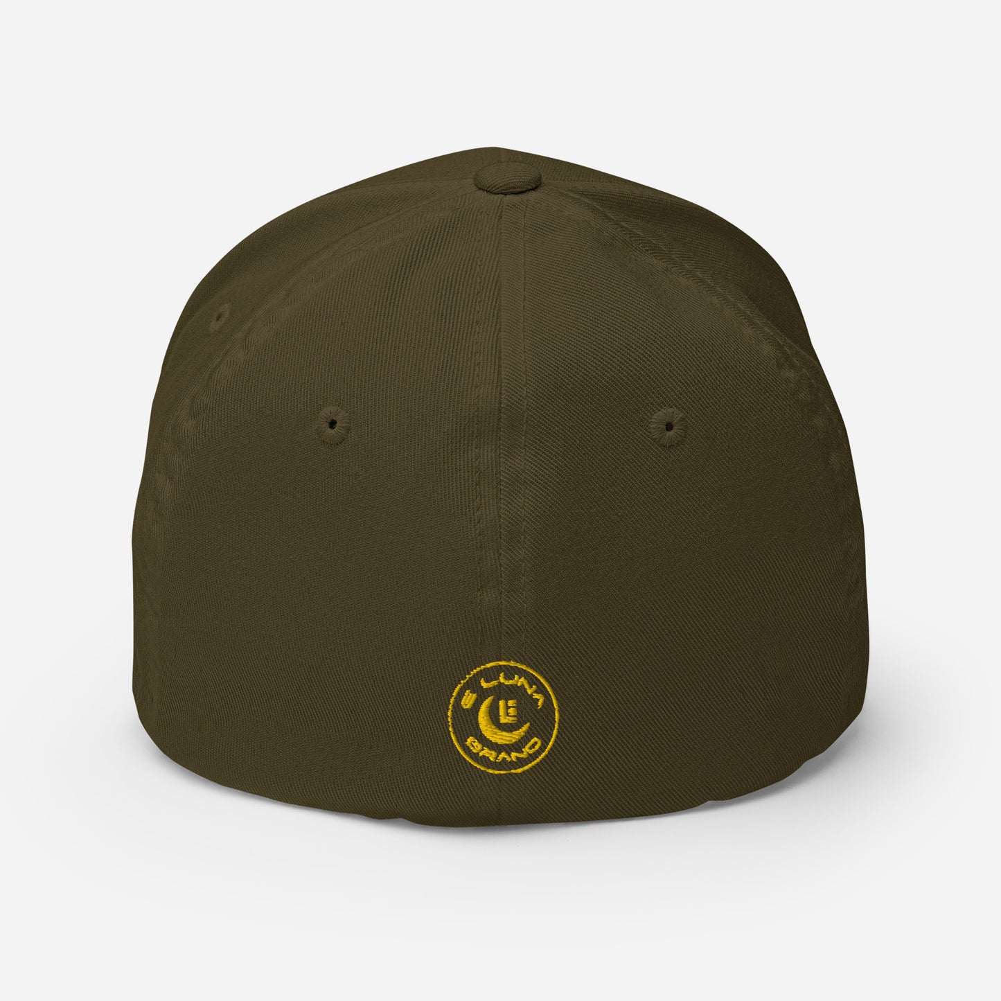 "ANG" Structured Twill Cap | Flexfit 6277 | E Luna SELECT Tricrest 3 Gold Thread Front, Left Side & Back Logos