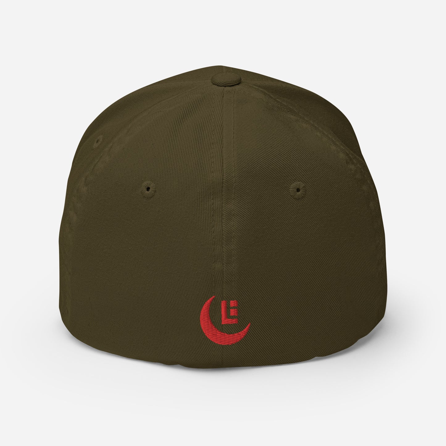 "SAN" Structured Twill Cap | Flexfit 6277 | E Luna Brand PREMIUM Quadcrest 4 Red Thread Logos: Front, Left, Right Signature & Back [3D Puff Edition]