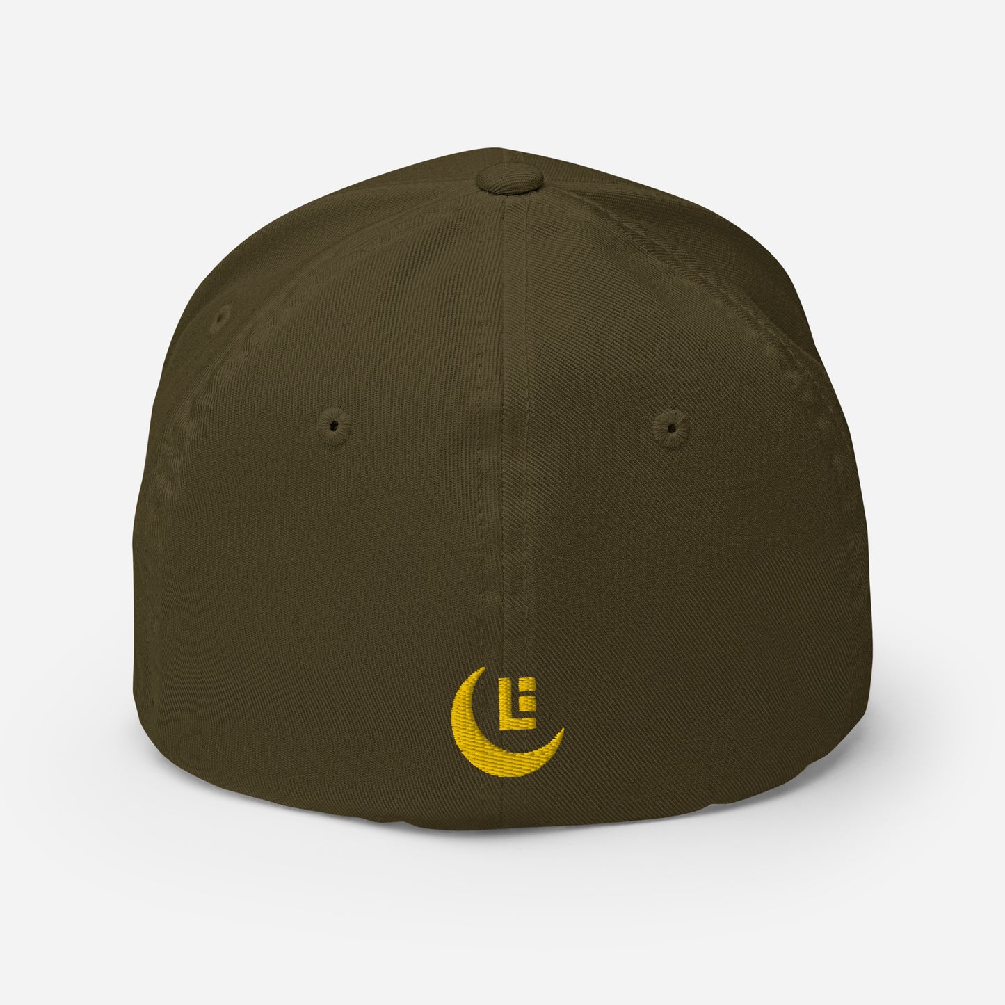 "SAN" Structured Twill Cap | Flexfit 6277 | E Luna Brand PREMIUM Quadcrest 4 Gold Thread Logos: Front, Left, Right Signature & Back [3D Puff Edition]