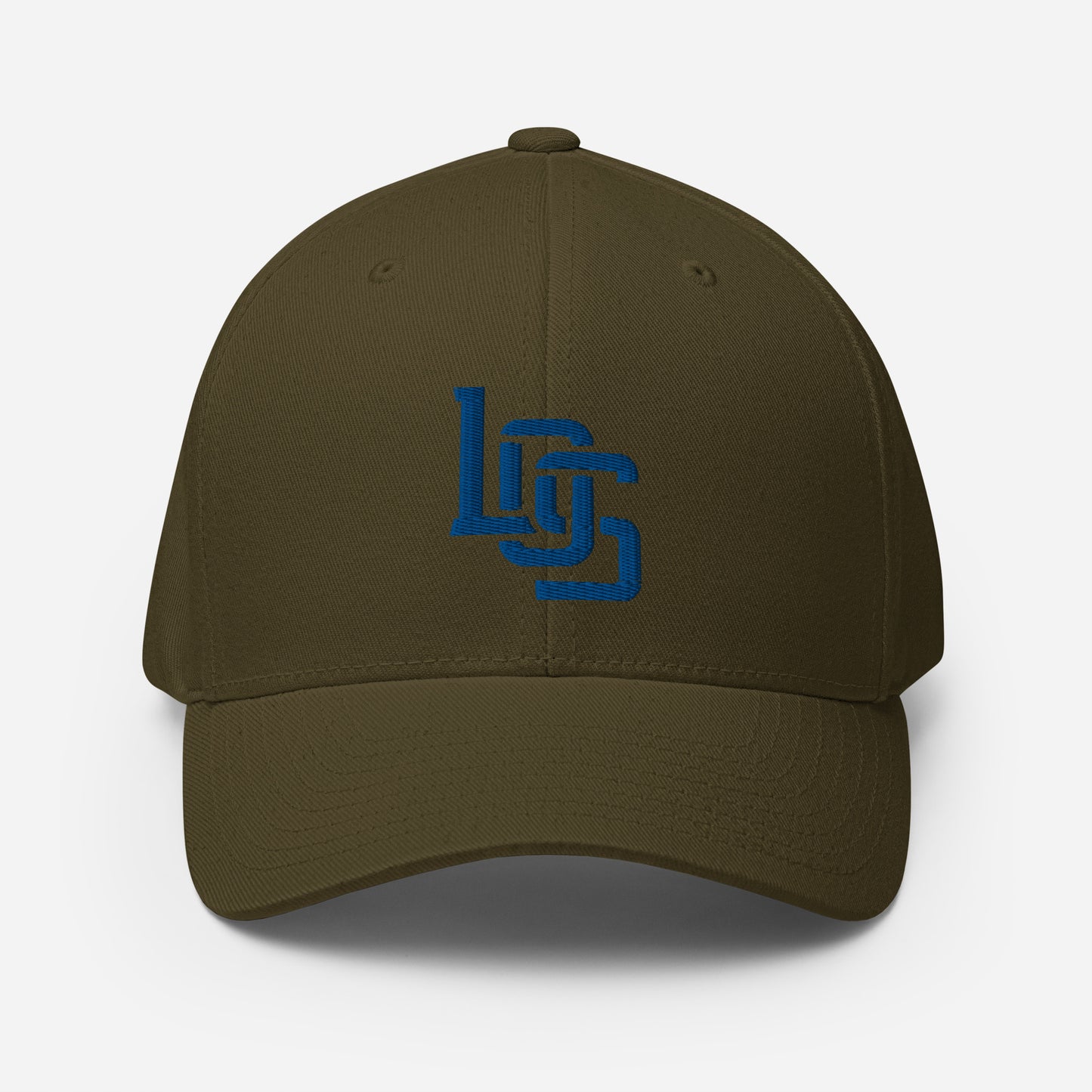 "LOS" Structured Twill Cap | Flexfit 6277 | E Luna SELECT Tricrest 3 Royal Thread Front, Left Side & Back Logos