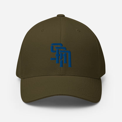 "SAN" Structured Twill Cap | Flexfit 6277 | E Luna Brand SELECT Tricrest 3 Royal Thread Logos: Front, Left & Back [3D Puff Edition]
