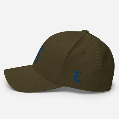 "LOS" Structured Twill Cap | Flexfit 6277 | E Luna SELECT Tricrest 3 Royal Thread Front, Left Side & Back Logos