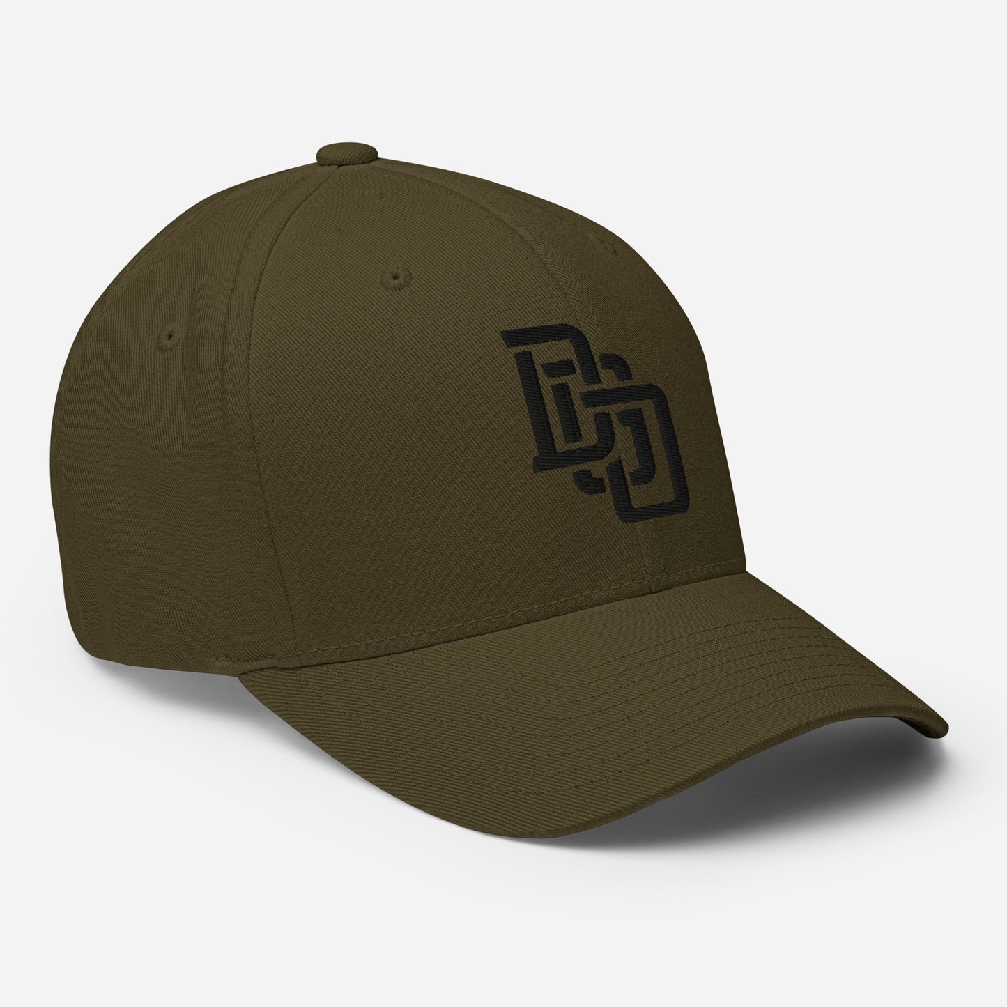 "DGO" Structured Twill Cap | Flexfit 6277 | E Luna SELECT Tricrest 3 Black Thread Front, Left Side & Back Logos