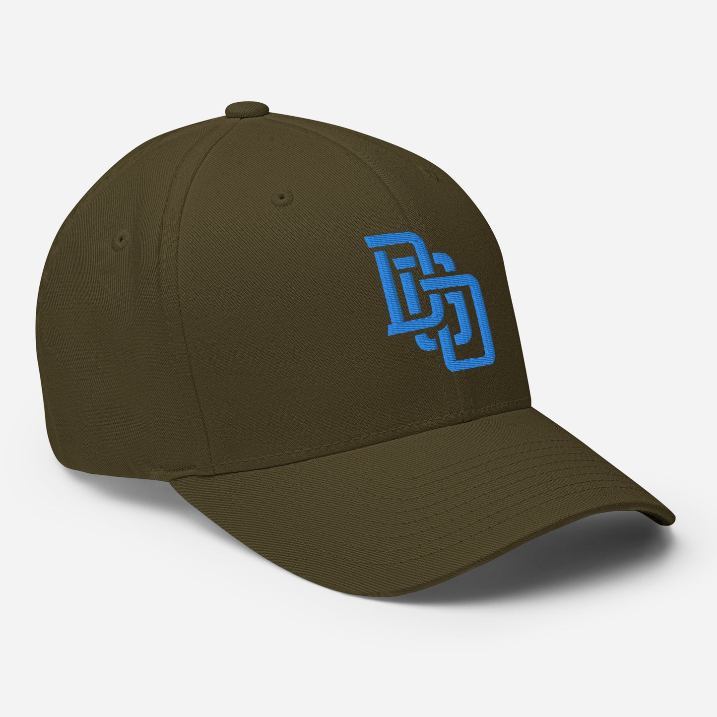 "DGO" Structured Twill Cap | Flexfit 6277 | E Luna SELECT Tricrest 3 Aqua/Teal Thread Front, Left Side & Back Logos