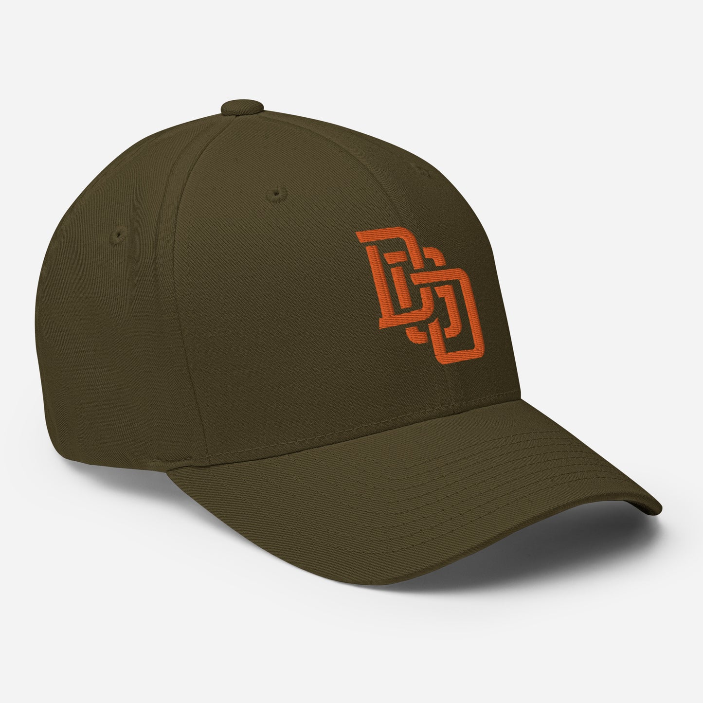 "DGO" Structured Twill Cap | Flexfit 6277 | E Luna ESSENTIAL Duocrest 2 Orange Thread Front & Left Side Logos