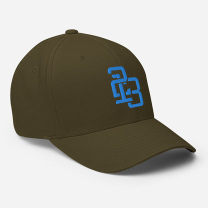 "213" Structured Twill Cap | Flexfit 6277 | E Luna SELECT Tricrest 3 Aqua/Teal Thread Front, Left Side & Back Logos