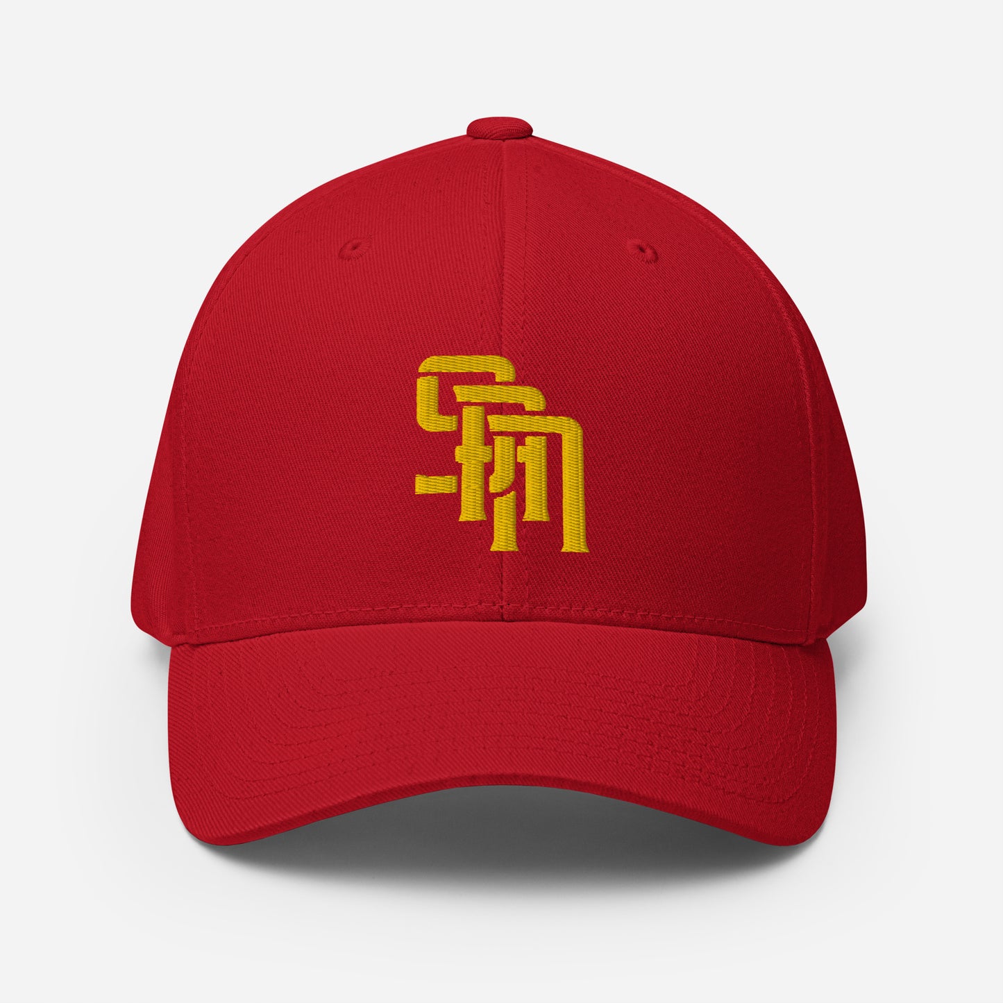 "SAN" Structured Twill Cap | Flexfit 6277 | E Luna Brand PREMIUM Quadcrest 4 Gold Thread Logos: Front, Left, Right Signature & Back [3D Puff Edition]