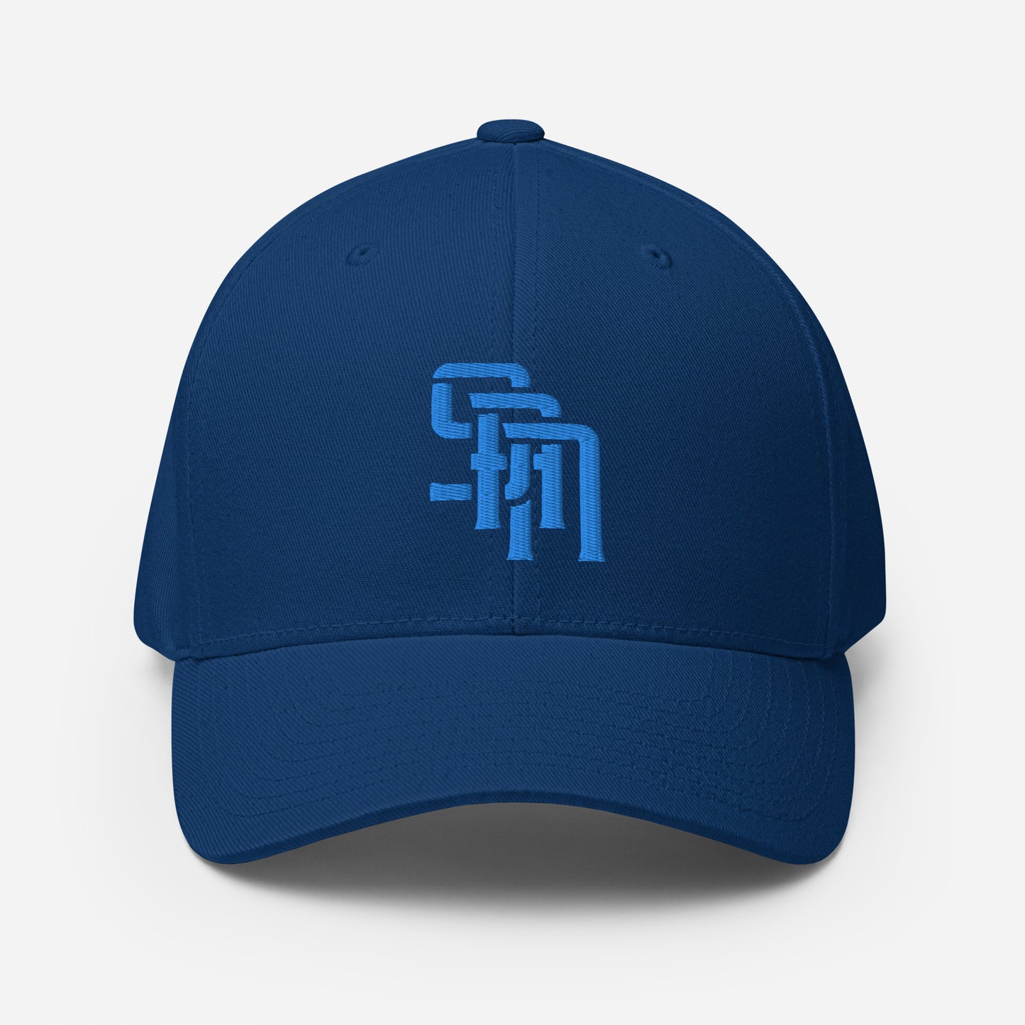 "SAN" Structured Twill Cap | Flexfit 6277 | E Luna Brand ESSENTIAL Duocrest 2 Aqua/Teal Thread Logos: Front & Left