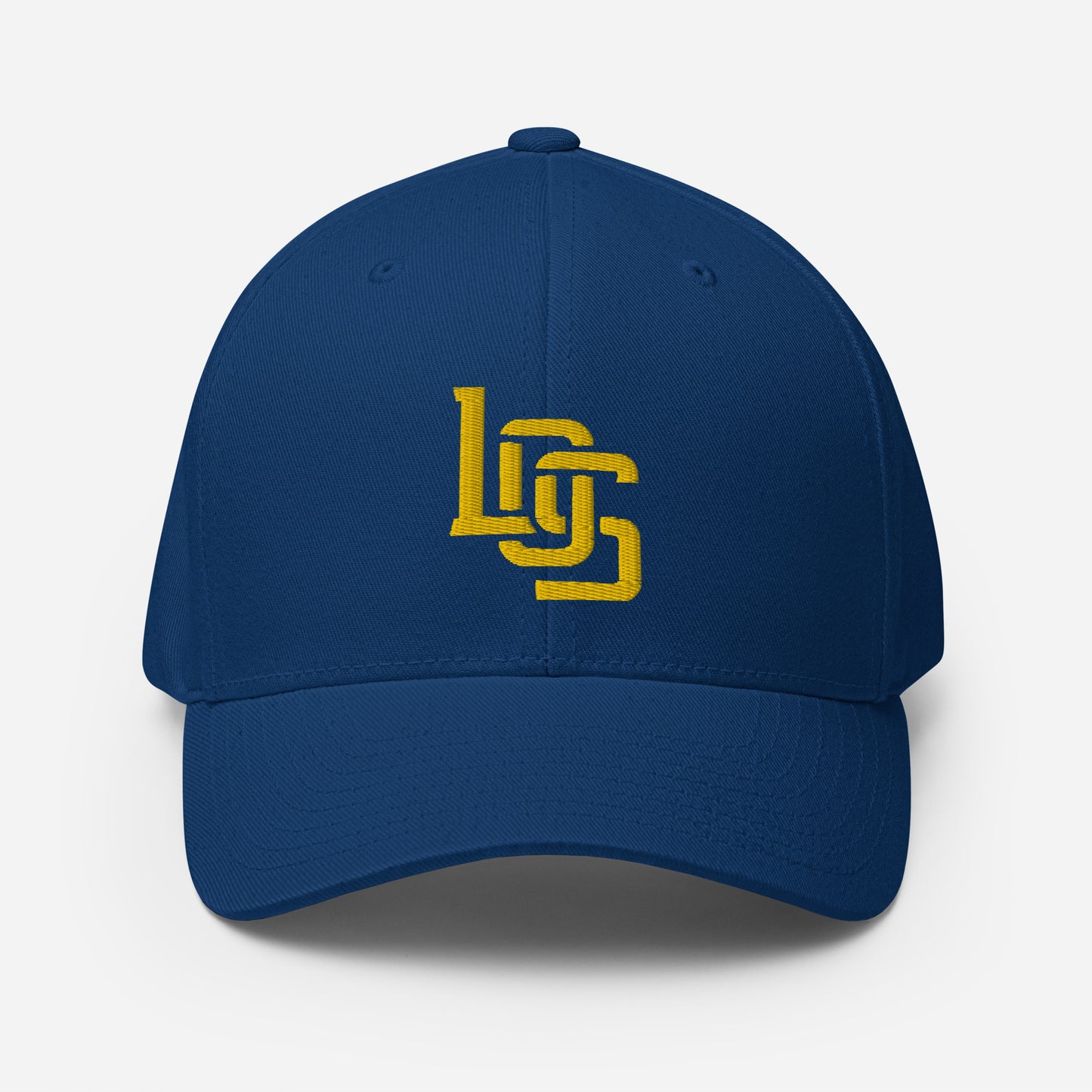 "LOS" Structured Twill Cap | Flexfit 6277 | E Luna ESSENTIAL Duocrest 2 Gold Thread Front & Left Side Logos