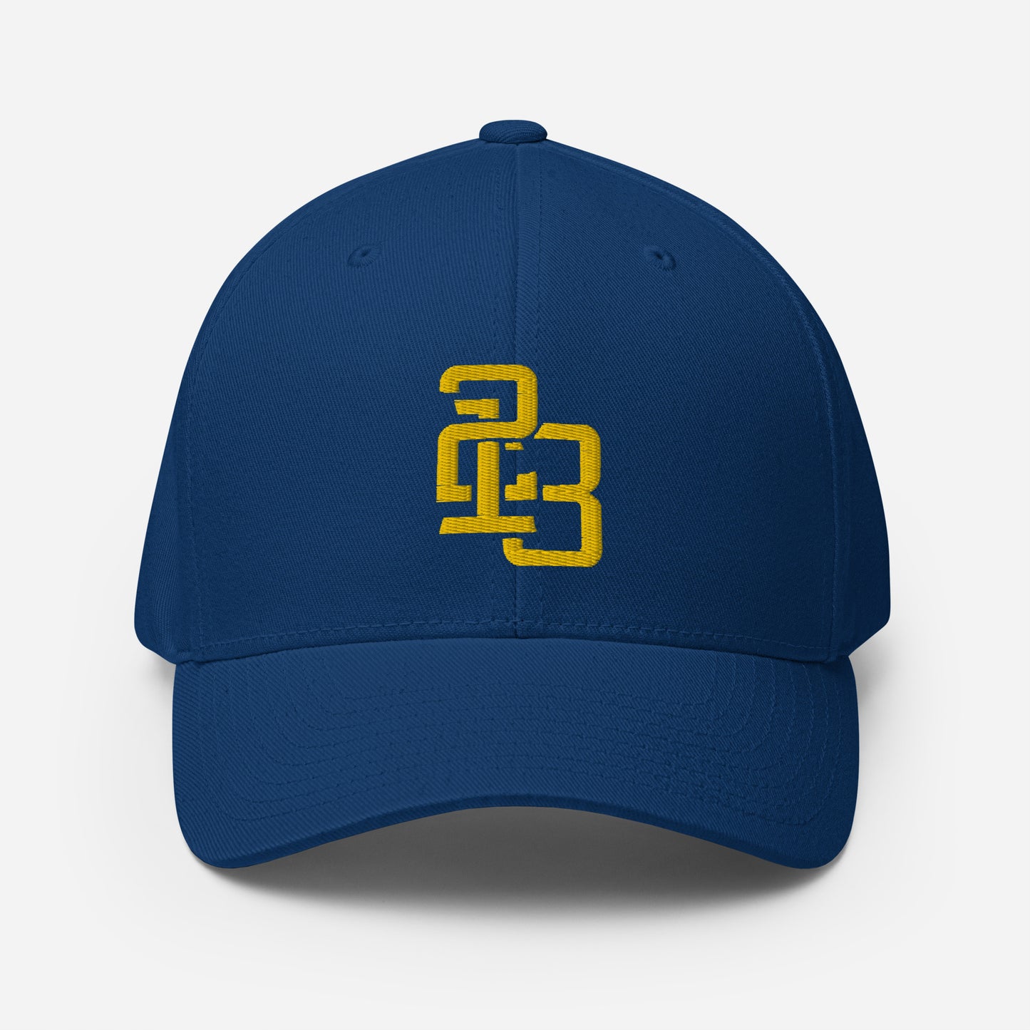 "213" Structured Twill Cap | Flexfit 6277 | E Luna ESSENTIAL Duocrest 2 Gold Thread Front & Left Side Logos