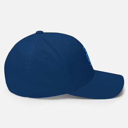 "213" Structured Twill Cap | Flexfit 6277 | E Luna SELECT Tricrest 3 Aqua/Teal Thread Front, Left Side & Back Logos