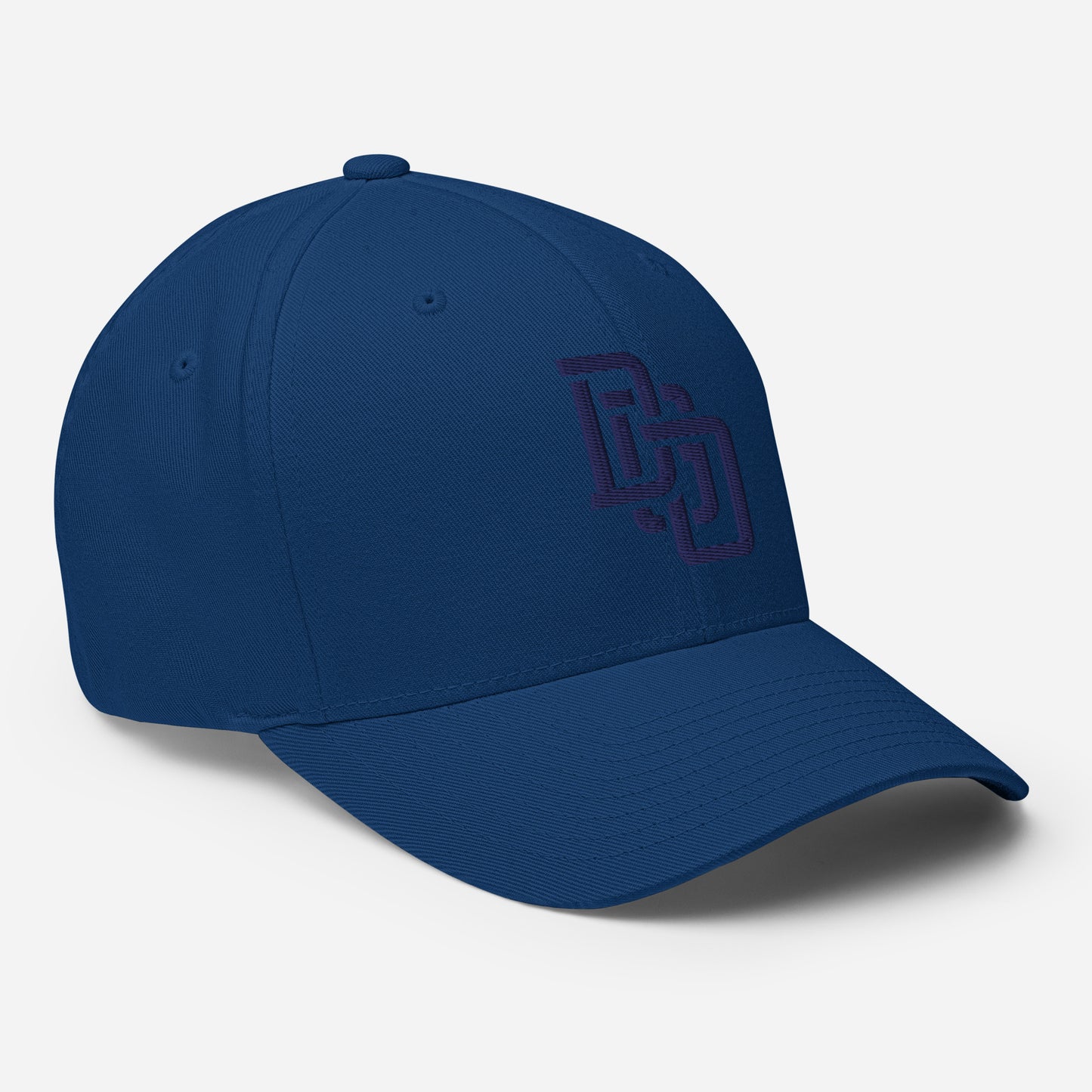 "DGO" Structured Twill Cap | Flexfit 6277 | E Luna Brand ESSENTIAL Duocrest 2 Navy Thread Logos: Front & Left