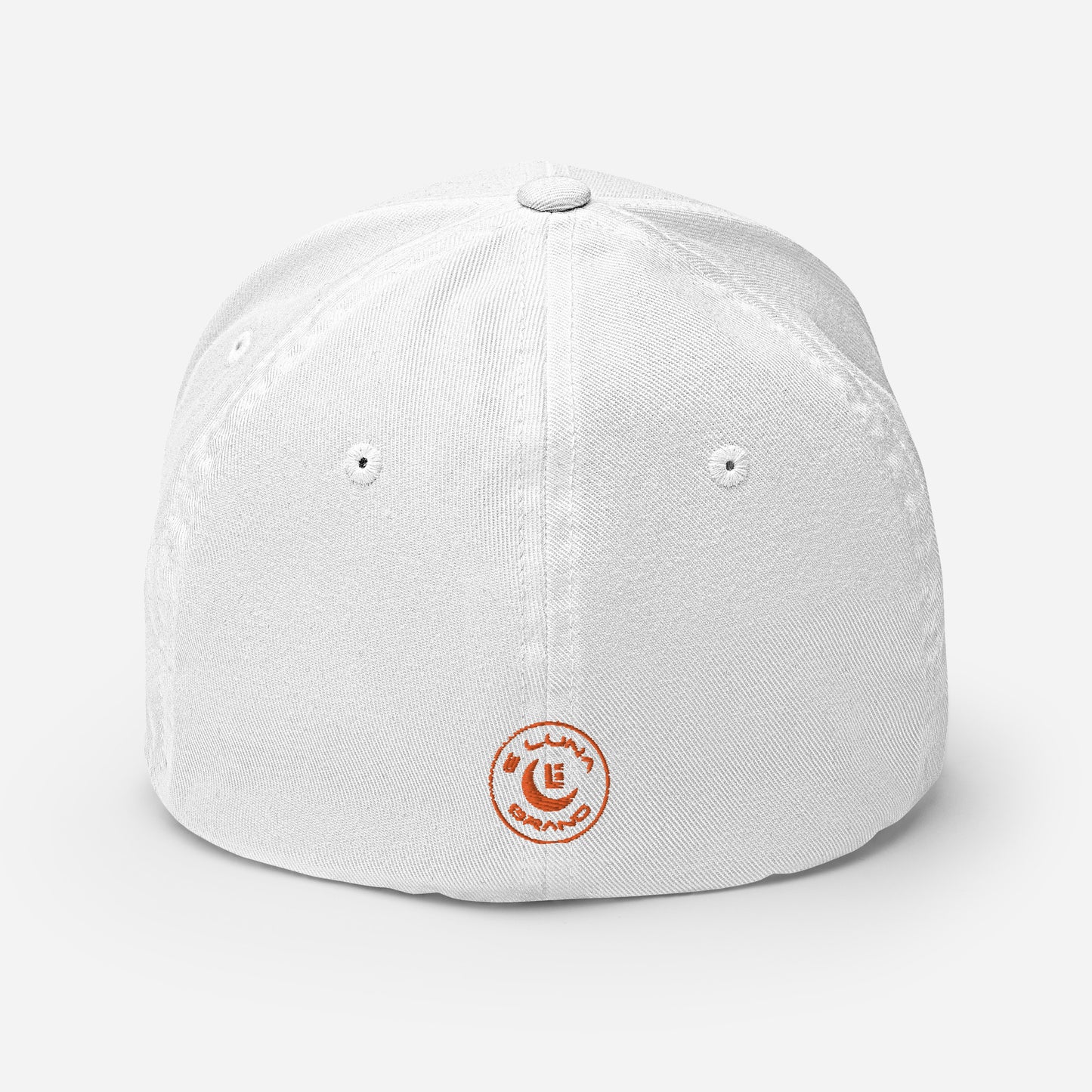 "213" Structured Twill Cap | Flexfit 6277 | E Luna SELECT Tricrest 3 Orange Thread Front, Left Side & Back Logos