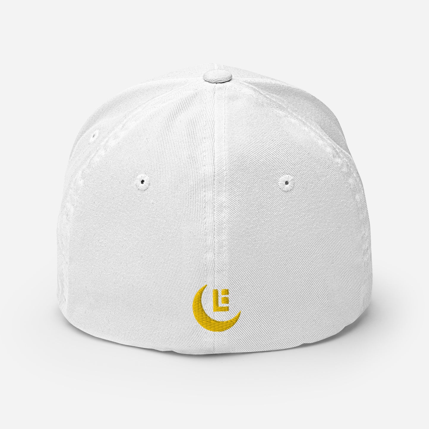 "SAN" Structured Twill Cap | Flexfit 6277 | E Luna Brand PREMIUM Quadcrest 4 Gold Thread Logos: Front, Left, Right Signature & Back [3D Puff Edition]