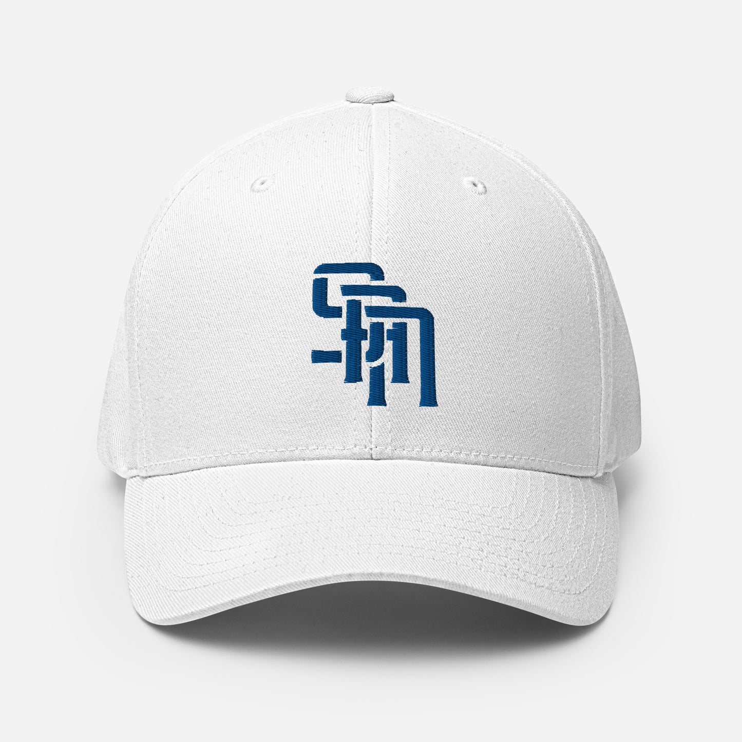 "SAN" Structured Twill Cap | Flexfit 6277 | E Luna Brand ESSENTIAL Duocrest 2 Royal Thread Logos: Front & Left