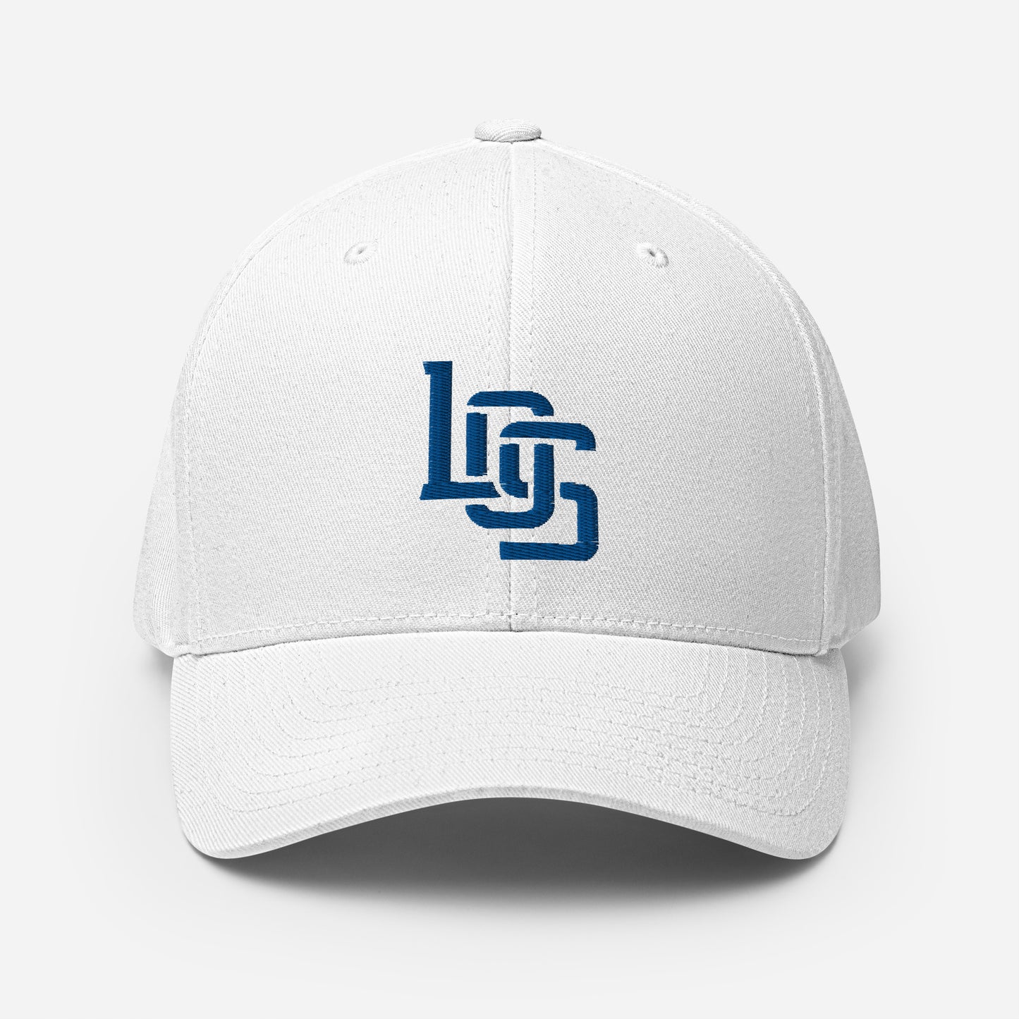 "LOS" Structured Twill Cap | Flexfit 6277 | E Luna SELECT Tricrest 3 Royal Thread Front, Left Side & Back Logos