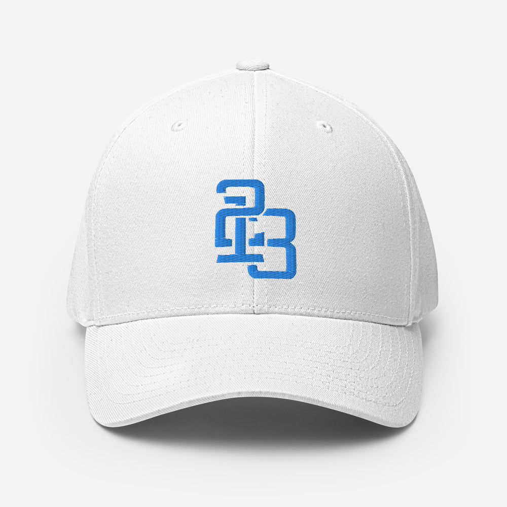 "213" Structured Twill Cap | Flexfit 6277 | E Luna ESSENTIAL Duocrest 2 Aqua/Teal Thread Front & Left Side Logos