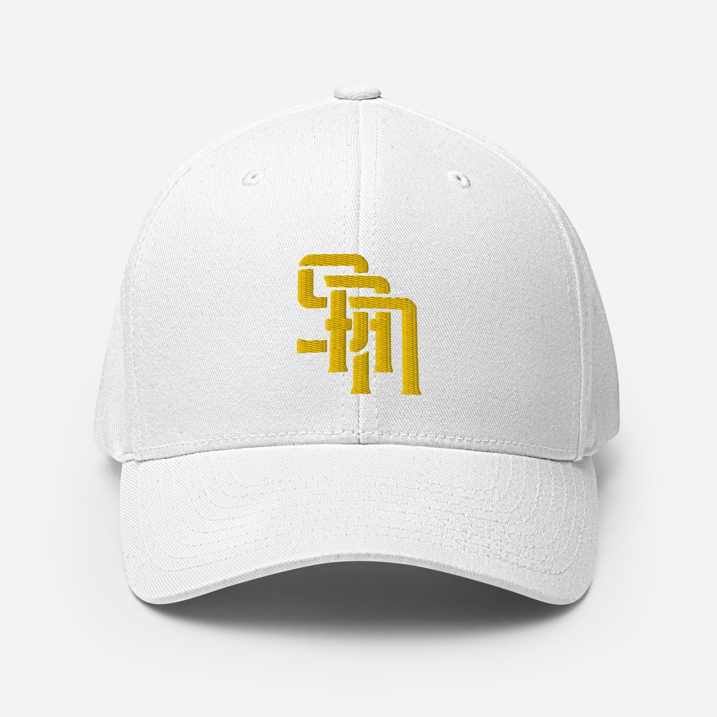 "SAN" Structured Twill Cap | Flexfit 6277 | E Luna Brand PREMIUM Quadcrest 4 Gold Thread Logos: Front, Left, Right Signature & Back [3D Puff Edition]