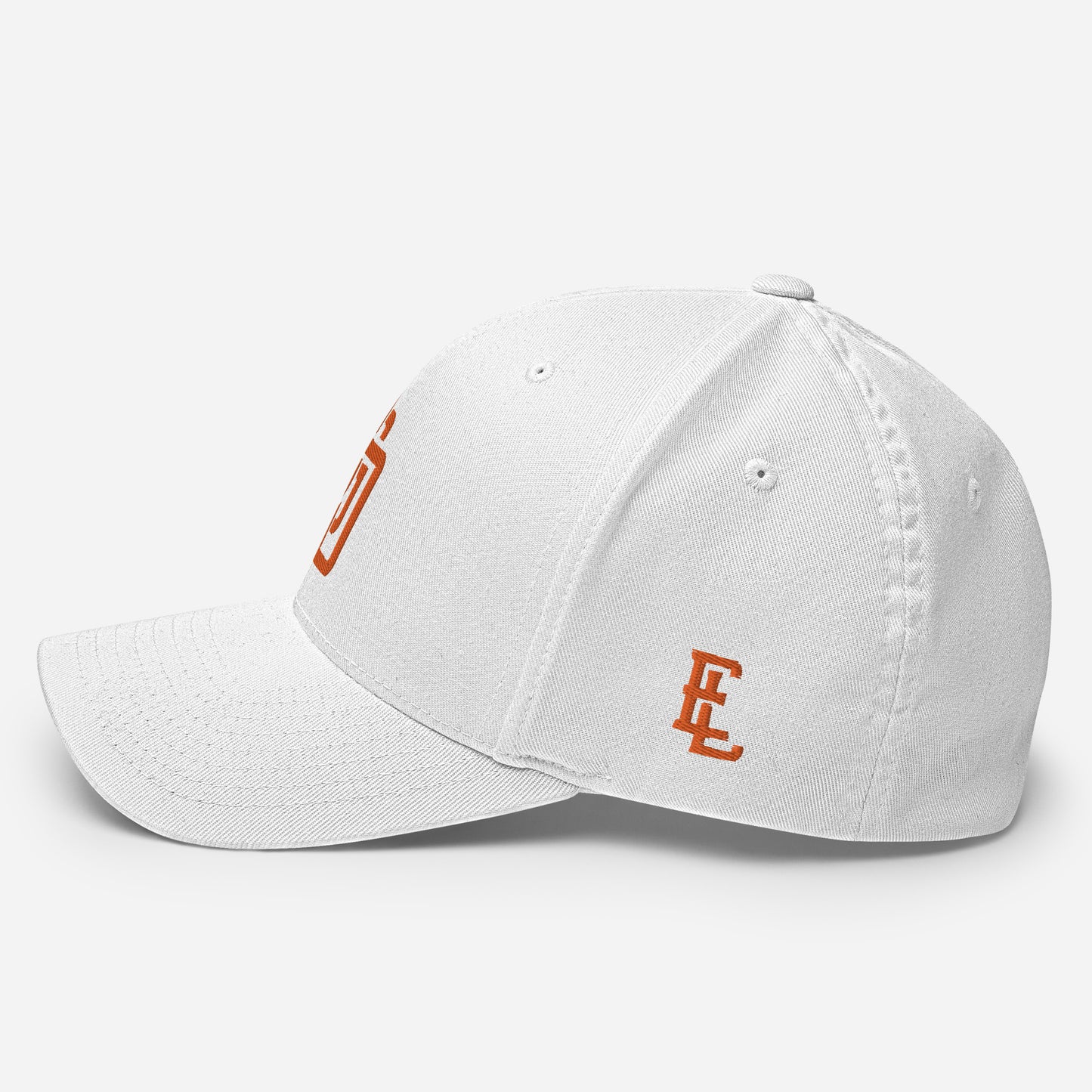 "DGO" Structured Twill Cap | Flexfit 6277 | E Luna ESSENTIAL Duocrest 2 Orange Thread Front & Left Side Logos