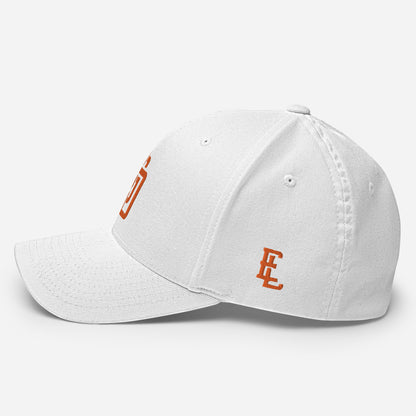 "DGO" Structured Twill Cap | Flexfit 6277 | E Luna ESSENTIAL Duocrest 2 Orange Thread Front & Left Side Logos