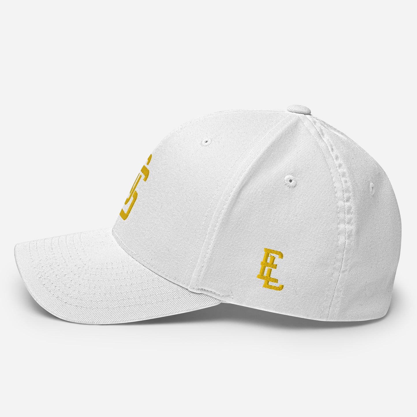 "LOS" Structured Twill Cap | Flexfit 6277 | E Luna ESSENTIAL Duocrest 2 Gold Thread Front & Left Side Logos