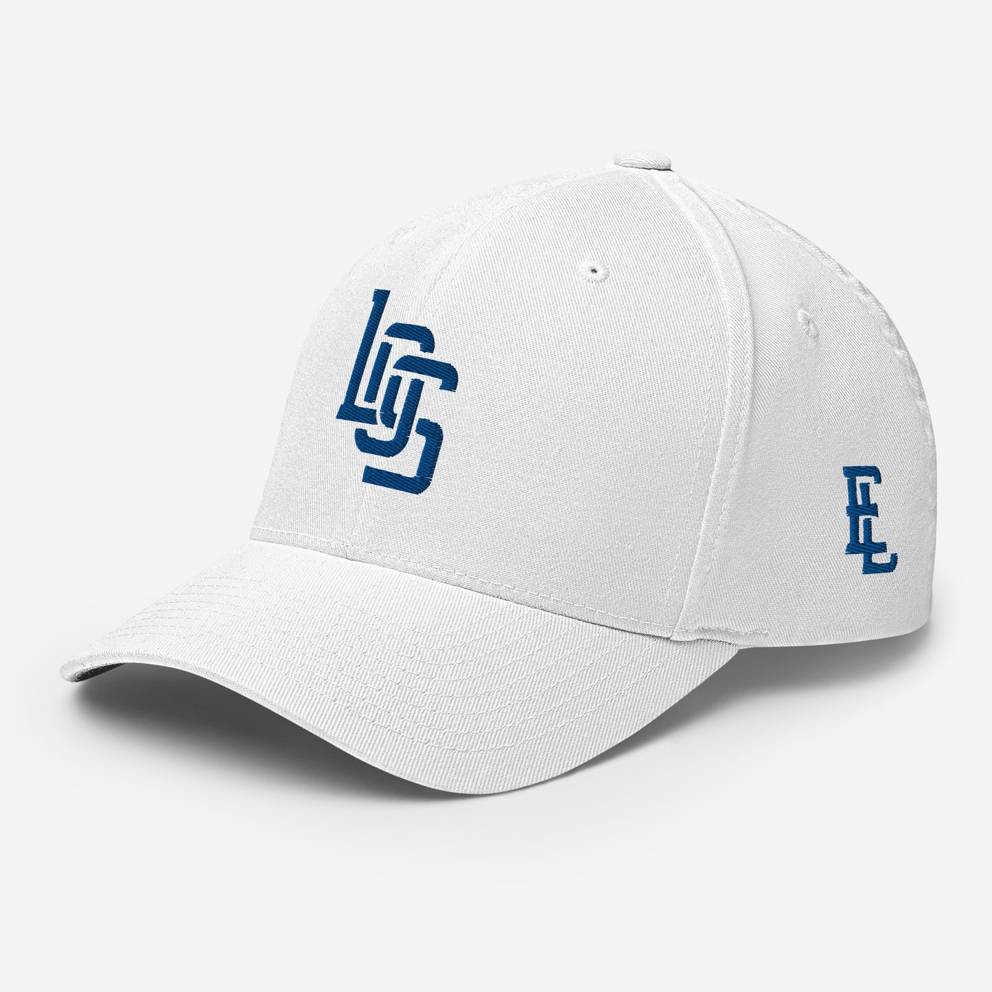 "LOS" Structured Twill Cap | Flexfit 6277 | E Luna ESSENTIAL Duocrest 2 Royal Thread Front & Left Side Logos