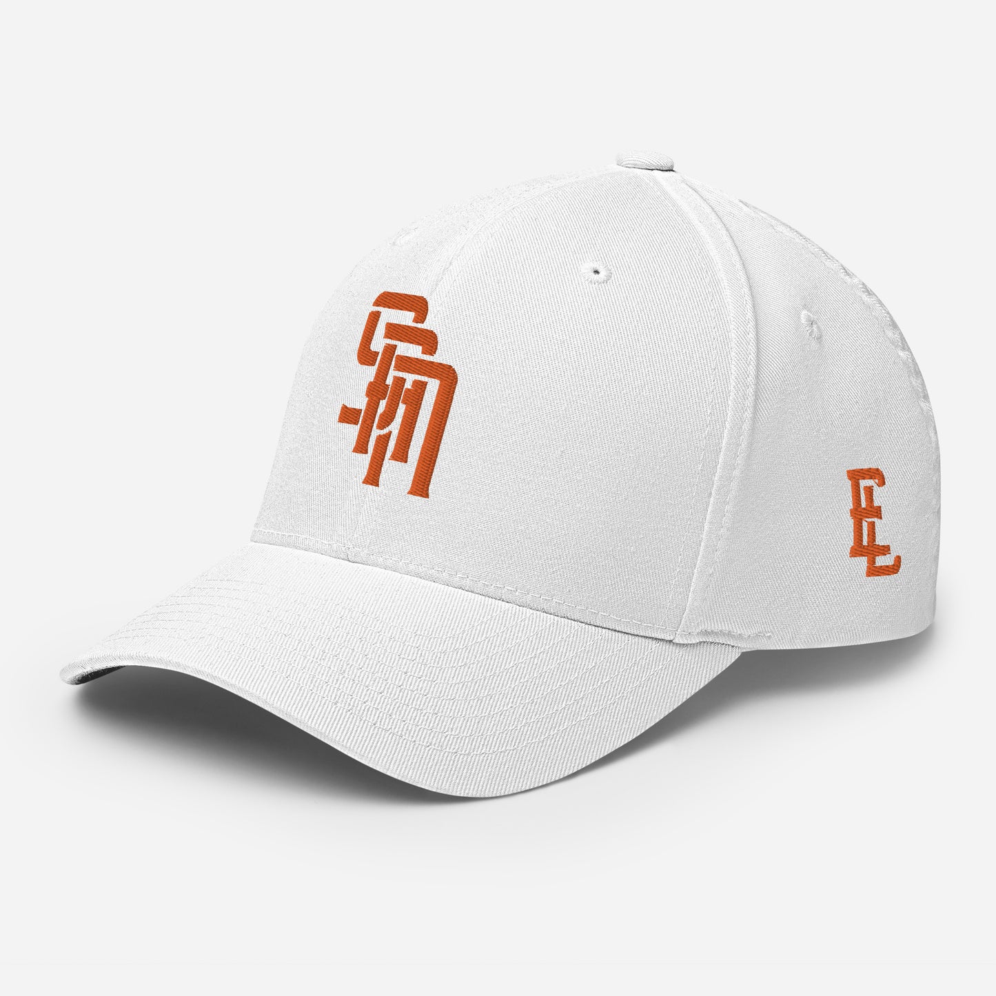 "SAN" Structured Twill Cap | Flexfit 6277 | E Luna Brand SELECT Tricrest 3 Orange Thread Logos: Front, Left & Back [3D Puff Edition]