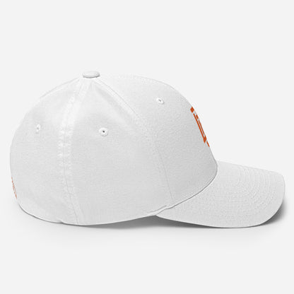 "DGO" Structured Twill Cap | Flexfit 6277 | E Luna SELECT Tricrest 3 Orange Thread Front, Left Side & Back Logos